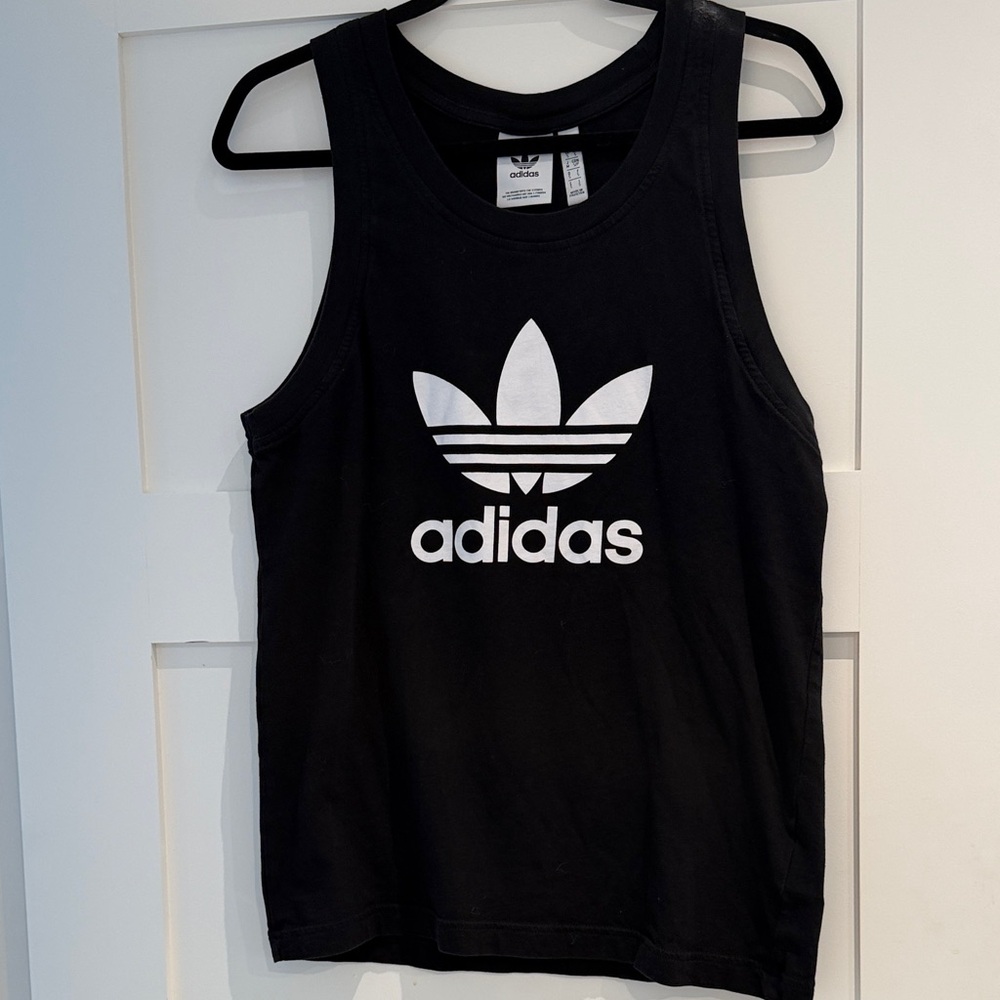 Adidas Black Sleeveless Top with White Trefoil